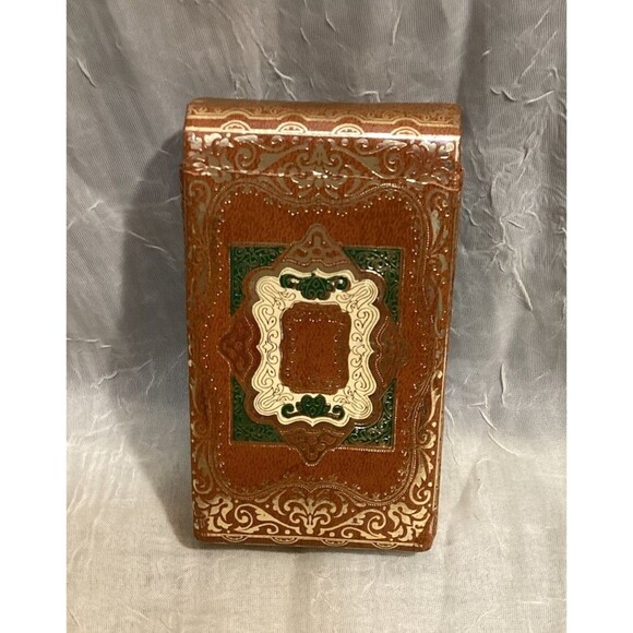Cigarette Case Paper & Cardboard Brown, Green & Gold Antique Made In Italy - Picture 2 of 13